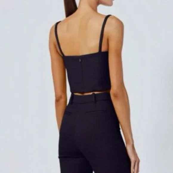 ALEXIS NWT Women's Lowe Top‎ in Black Jacquard Sleeveless Crop Top- Size Large